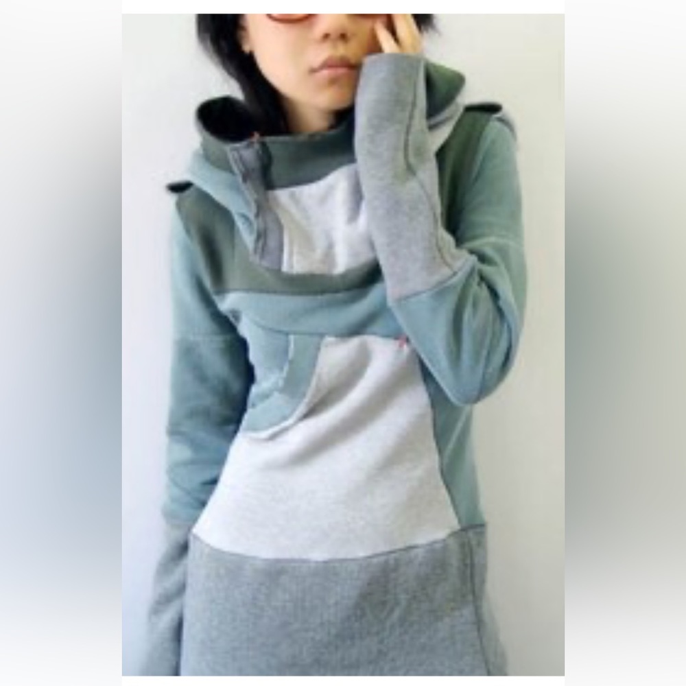 Joodito etsy Deconstructed Handmade Futuristic HOODIE Hooded SWEATSHIRT XS/S